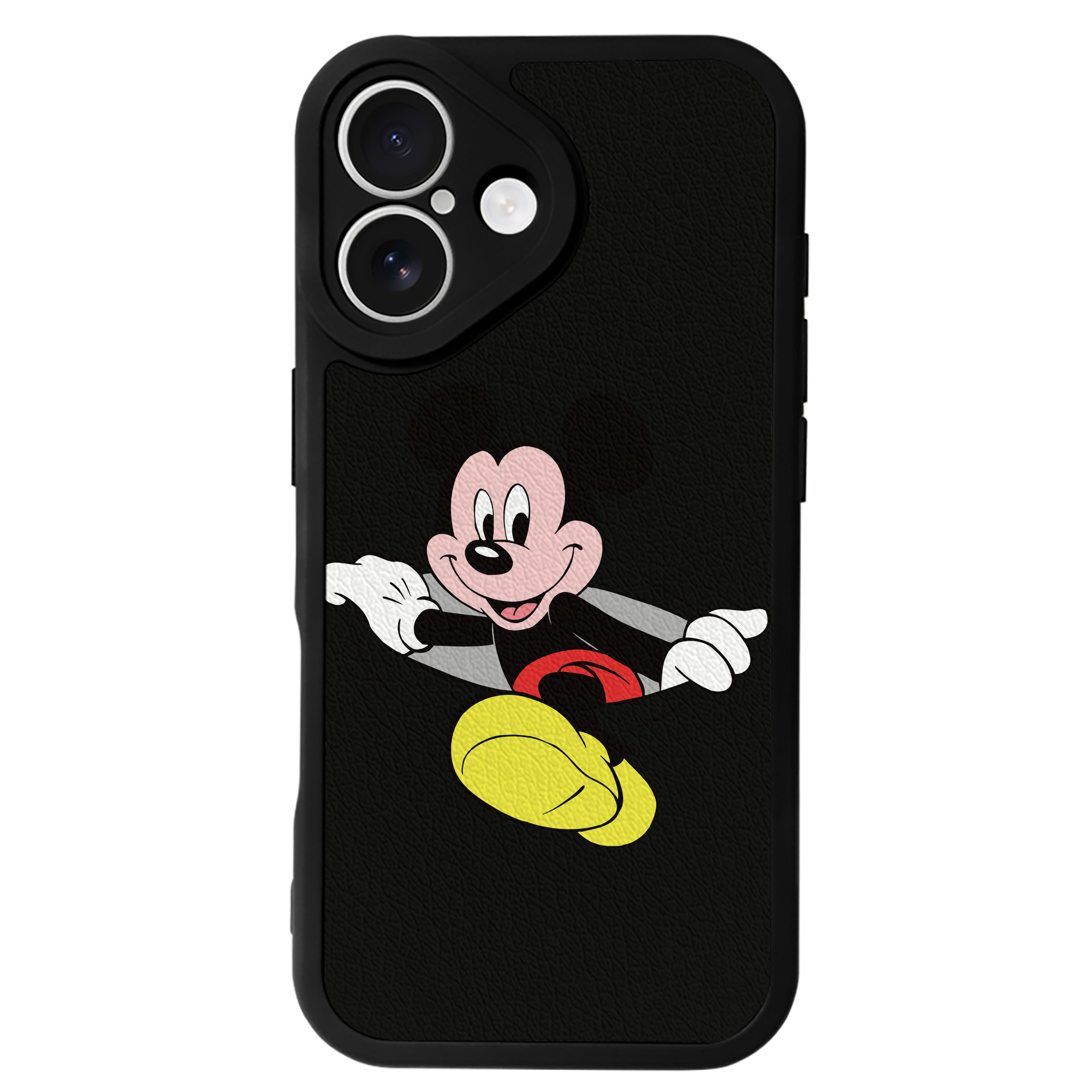 （画像用） ミッキーマウス Mickey Mouse 【iPhone 16シリーズ対応】シリコンスマホケース（レザー調） 材質：シリコン